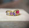 Sold Out - 18 Ct Gold Ruby Heart Ring with Sapphires