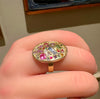 18 Ct Gold Large Oval Geometric Abstract Art Cocktail Ring Sapphires & Diamonds