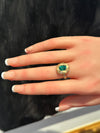 Emerald 1.84 Cts in 18 Ct Gold Pebble Ring with Diamonds IGI Certified Emerald Cut