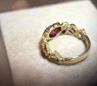 Sold Out - 18 Ct Gold Ruby Heart Ring with Sapphires