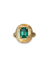 Emerald 1.84 Cts in 18 Ct Gold Pebble Ring with Diamonds IGI Certified Emerald Cut