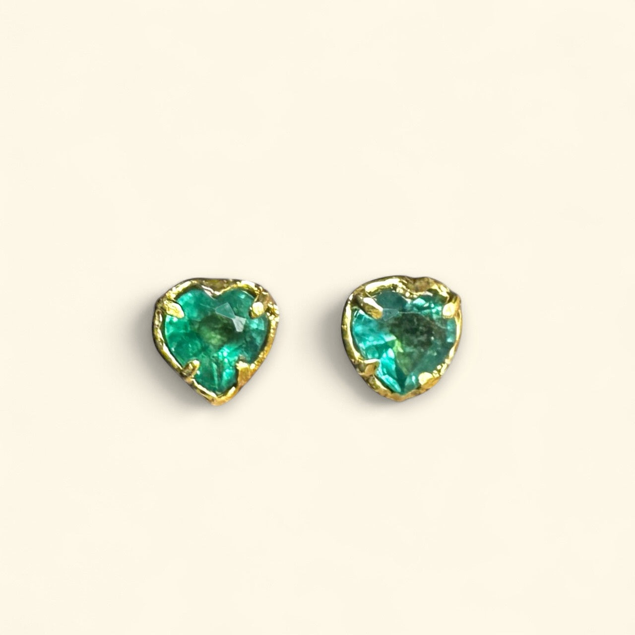 Yellow popular gold cocktail emerald heart cut earrings