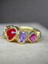 Sold Out - 18 Ct Gold Ruby Heart Ring with Sapphires