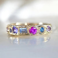 One-Of-A-Kind Abstract gold band with Sapphires (Exclusive to Tomfoolery London)