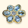 Sold Out - 18 Ct Large Flower Ring with Aquamarines and a Diamond