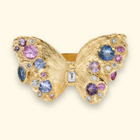 Sold Out - Butterfly Ring “Spread Your Wings” with Diamonds and Sapphires 18 ct Gold