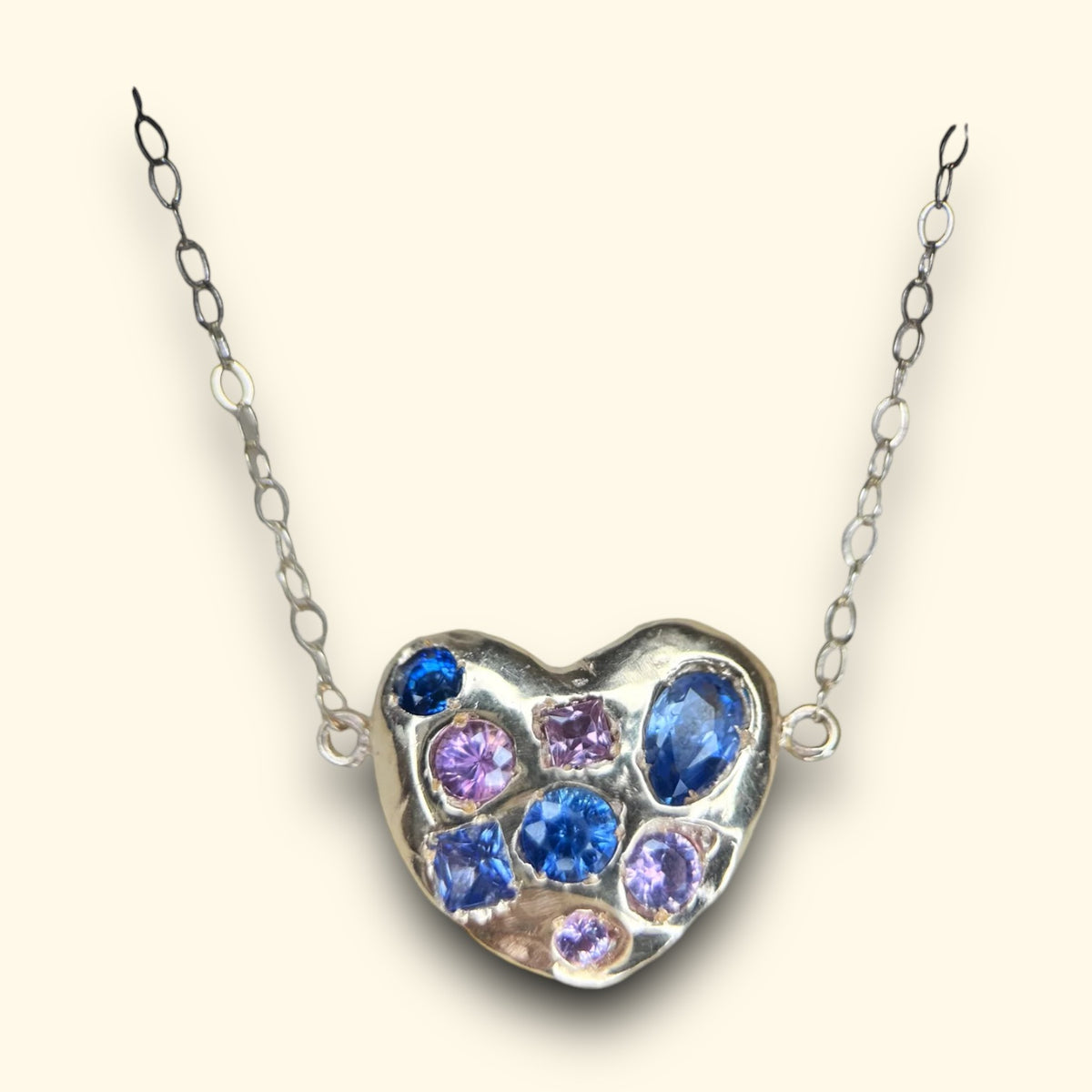 Sold Out - Harlequin One of a kind Sapphire Heart Candy in 14Ct Yellow Gold