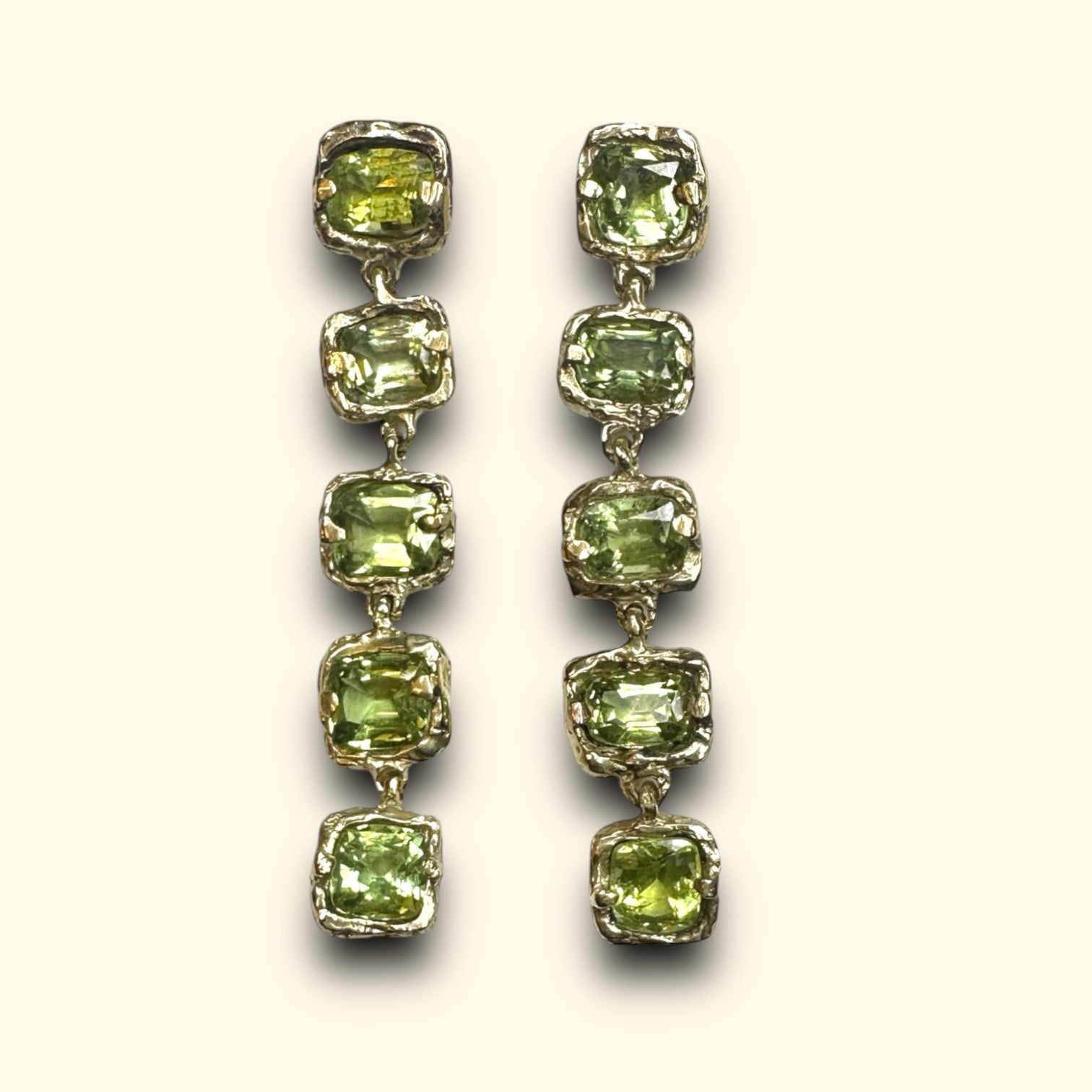 14 Karat Yellow Gild Green fashion Tourmaline Earrings