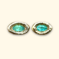 Atlantis Eyes 18K Yellow Gold Natural Brazilian Paraiba Neon Blue Tourmaline Marquise